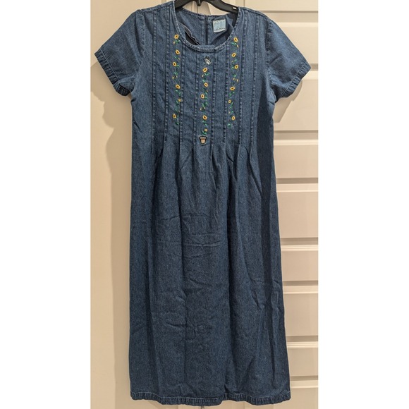 Bobbie Brooks Dresses & Skirts - Bobbie Brooks Vtg 90's Sunflower Denim Maxi Dress Cottagecore Hippie Bohemian